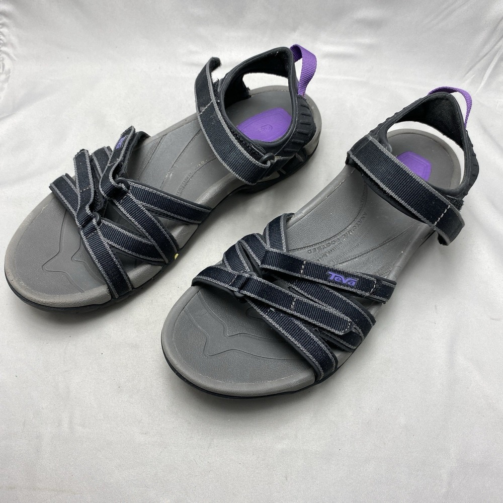 Teva Tirra Sandal Women 9 Black Grey Purple Sport Hiking Water Shoe 4266